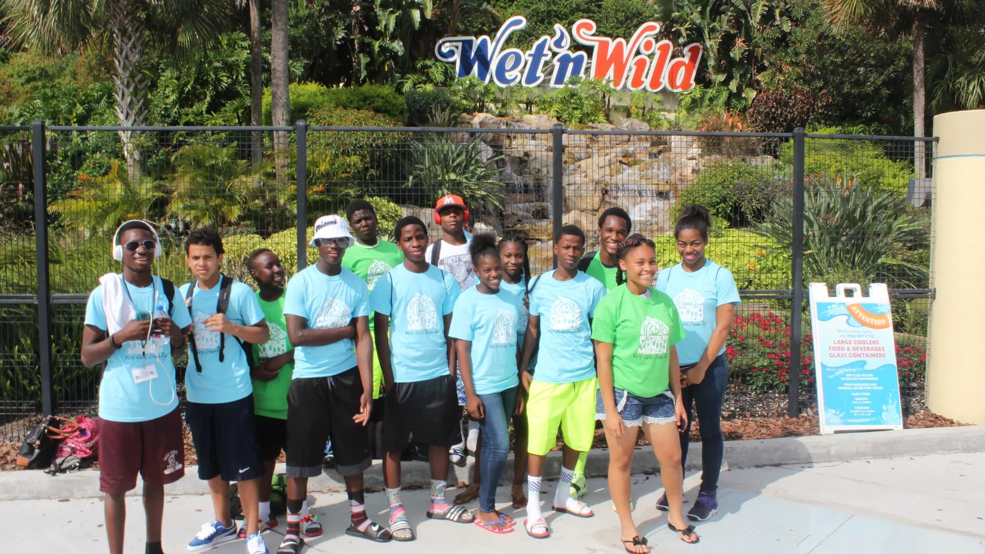 FYM youth gathered at a Wet'n'Wild trip